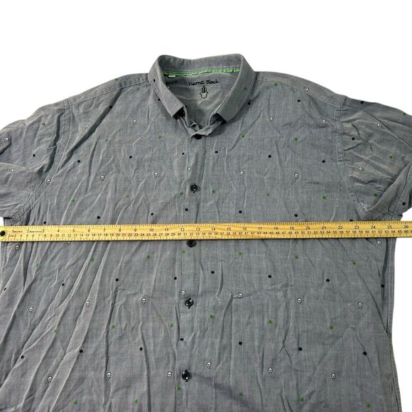Visconti Black Button Up Shirt Polka Dots Skull Multicolored Size 2XL Flip Cuff - Picture 6 of 11
